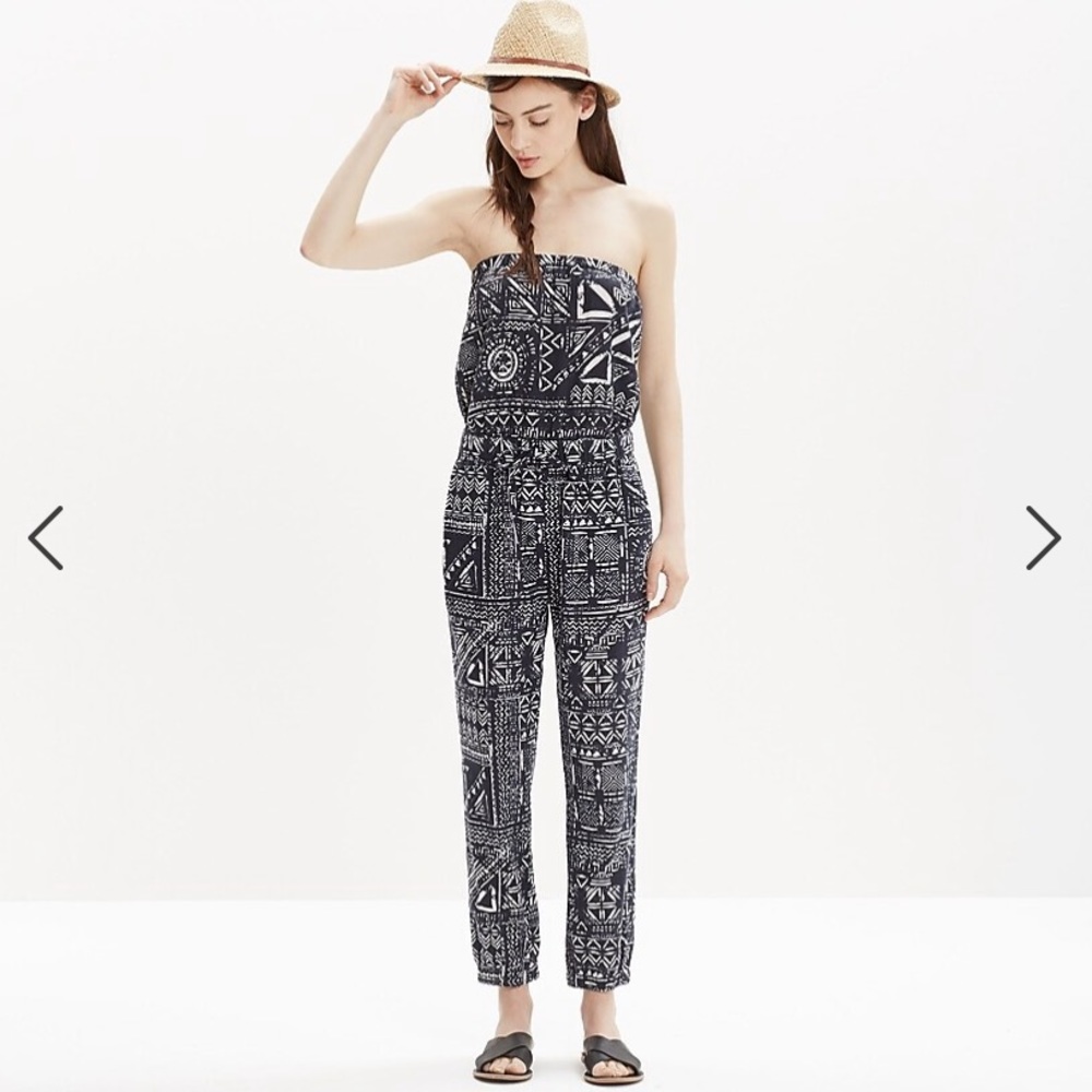 Madewell ‘Kingston’ Cover-Up Jumpsuit in Inkspell | Geometric Aztec Print| Large